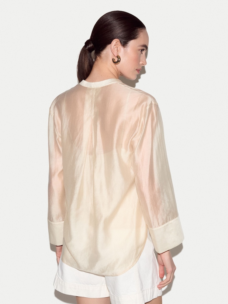 Jigsaw Cream V-Neck Sheer Top - Image 4 of 4 Jigsaw Cream V-Neck Sheer Top - Image 4 of 4