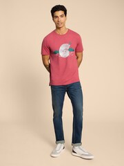 White Stuff Red Surf Shell Graphic 100% Cotton T-Shirt - Image 3 of 7