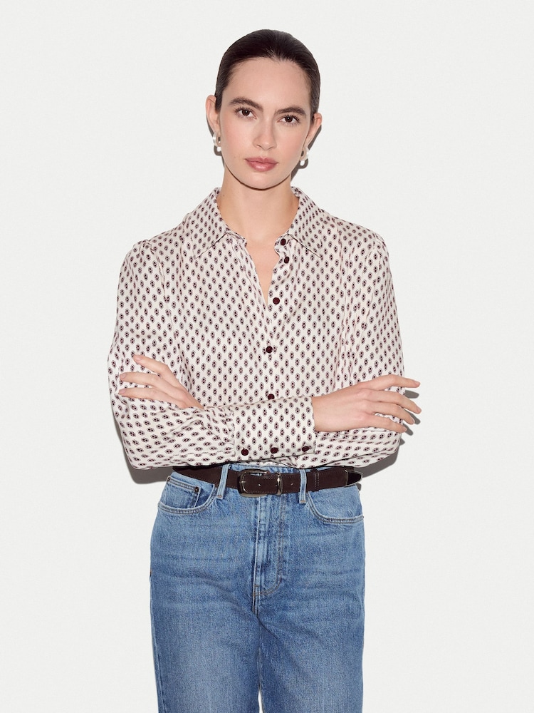 Jigsaw Cream Slim Ditsy Geo Shirt - Image 1 of 4 Jigsaw Cream Slim Ditsy Geo Shirt - Image 1 of 4