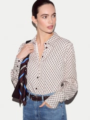 Jigsaw Cream Slim Ditsy Geo Shirt - Image 2 of 4