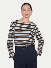 Jigsaw Brown High Neck Stripe Ls Top - Image 1 of 5