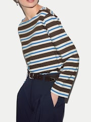 Jigsaw Brown High Neck Stripe Ls Top - Image 2 of 5