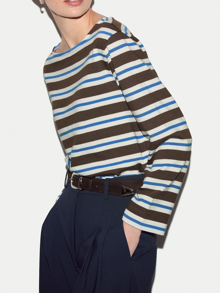 Jigsaw Brown High Neck Stripe Ls Top - Image 2 of 5 Jigsaw Brown High Neck Stripe Ls Top - Image 2 of 5
