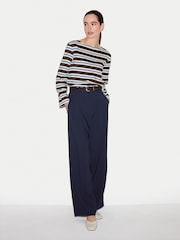 Jigsaw Brown High Neck Stripe Ls Top - Image 3 of 5