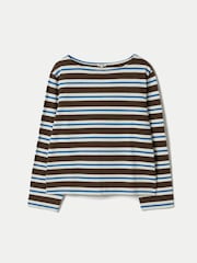 Jigsaw Brown High Neck Stripe Ls Top - Image 5 of 5