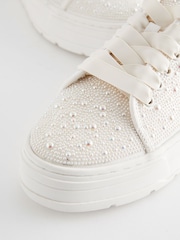 White/Gold Forever Comfort® Cleated Sole Chunky Trainers - Image 3 of 6