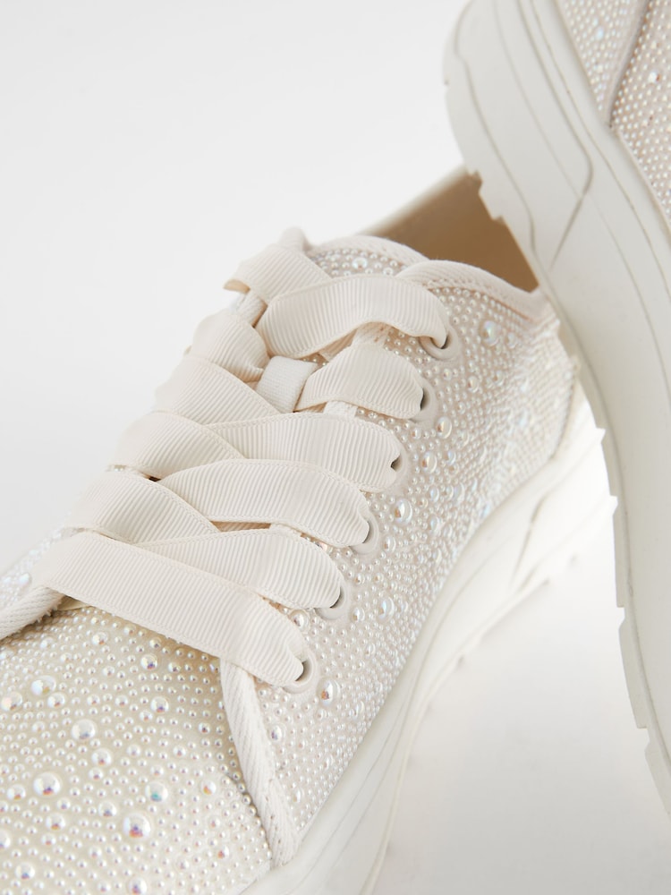 White/Gold Forever Comfort® Cleated Sole Chunky Trainers - Image 4 of 6