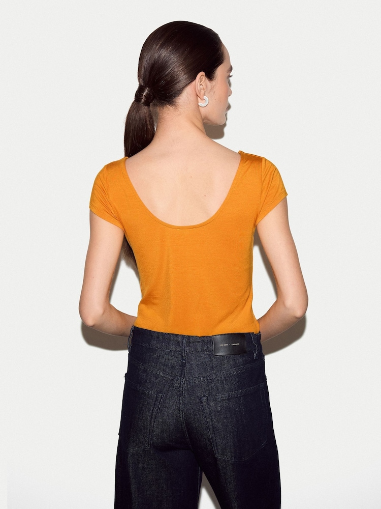 Jigsaw Orange Modal Jersey Top - Image 4 of 4 Jigsaw Orange Modal Jersey Top - Image 4 of 4