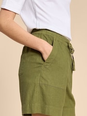 White Stuff Green Elle Linen Blend Shorts - Image 4 of 7