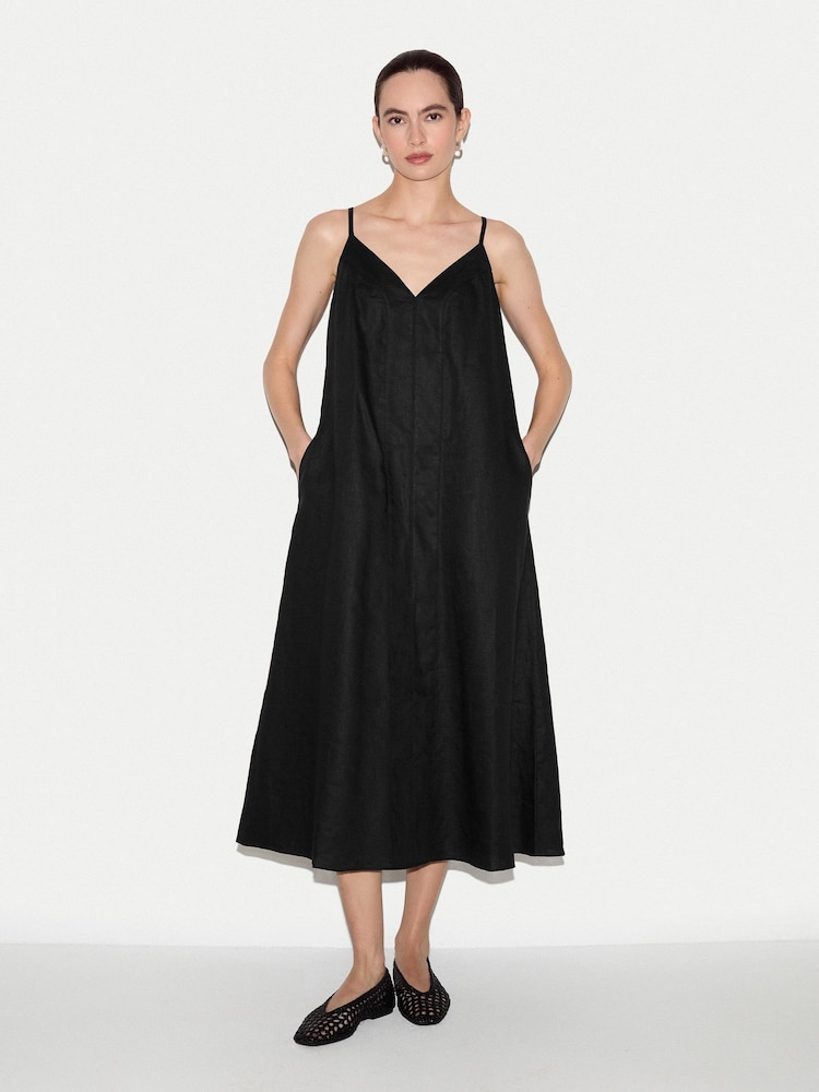 Jigsaw Black Linen Strappy Sundress - Image 1 of 4 Jigsaw Black Linen Strappy Sundress - Image 1 of 4
