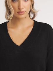 Schwarz - Simply Be Sponge Legere Tunika mit V-Ausschnitt - Bild 4 von 4