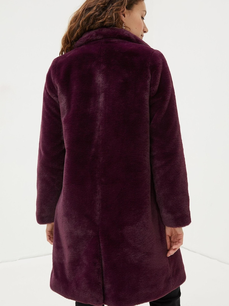 FatFace Purple Freya Faux Fur Long Coat - Image 2 of 5