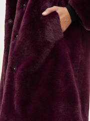 FatFace Purple Freya Faux Fur Long Coat - Image 4 of 5