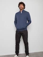 Threadbare Blue Quarter Zip Neck Sweatshirt - Image 3 of 4