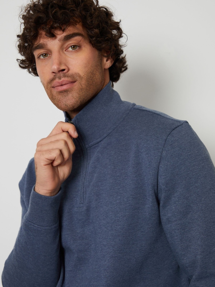 Threadbare Blue Quarter Zip Neck Sweatshirt - Image 4 of 4