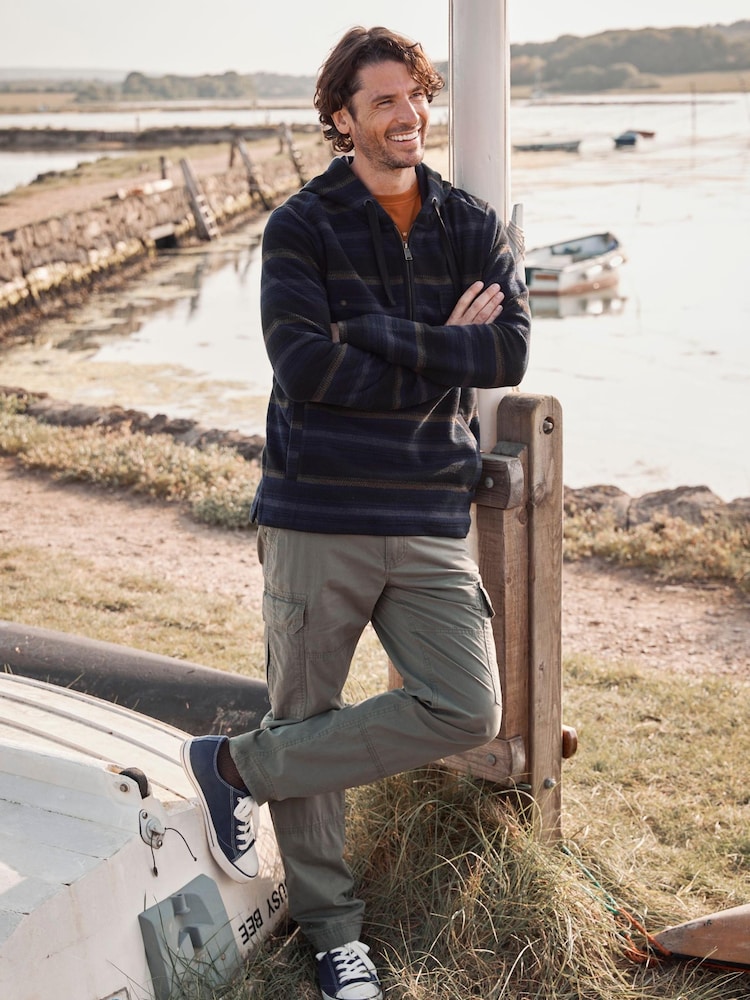 FatFace Blue Trescowe Stripe Half Zip Hoodie - Image 2 of 6 FatFace Blue Trescowe Stripe Half Zip Hoodie - Image 2 of 6