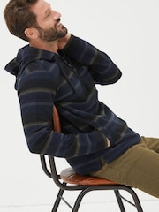 FatFace Blue Trescowe Stripe Half Zip Hoodie - Image 3 of 6