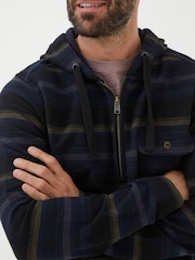 FatFace Blue Trescowe Stripe Half Zip Hoodie - Image 4 of 6