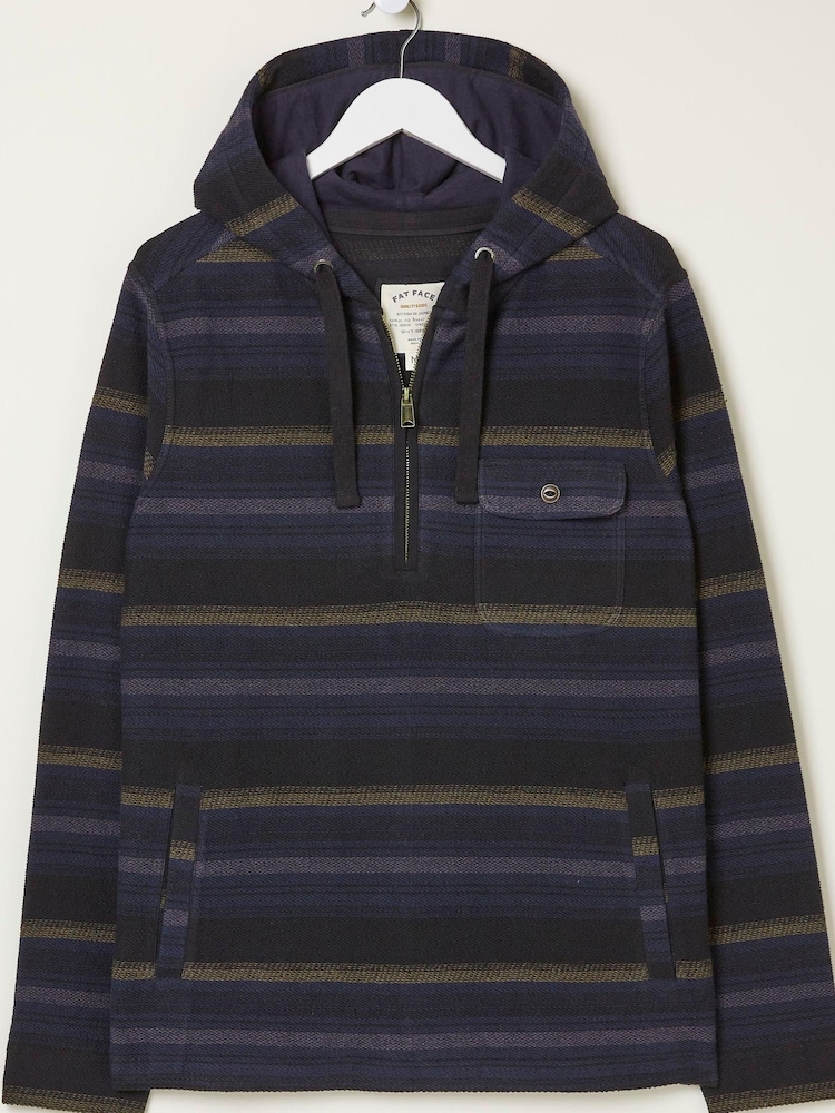 FatFace Blue Trescowe Stripe Half Zip Hoodie - Image 6 of 6 FatFace Blue Trescowe Stripe Half Zip Hoodie - Image 6 of 6