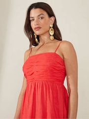 Ro&Zo Red Flame Strappy Linen Midi dress - Image 5 of 5