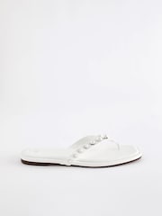 White Pearl Effect Toe Post Sandals - Image 2 of 5