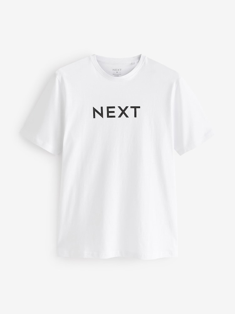 White 100% Cotton T-Shirt: Life at Next Shop - Image 1 of 4