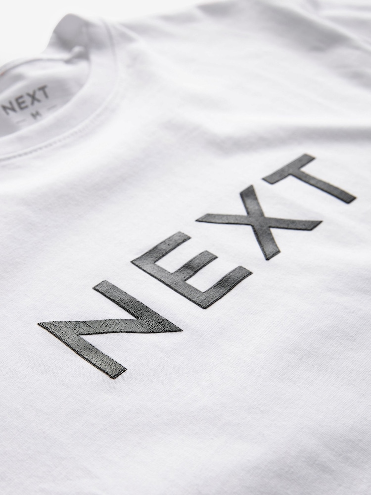 White 100% Cotton T-Shirt: Life at Next Shop - Image 2 of 4