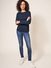 White Stuff Blue Camo Plain Casey Long Sleeve T-Shirt - Image 2 of 7
