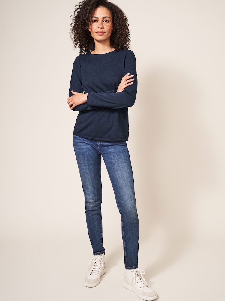 White Stuff Blue Camo Plain Casey Long Sleeve T-Shirt - Image 2 of 7
