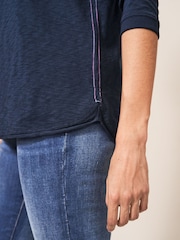White Stuff Blue Camo Plain Casey Long Sleeve T-Shirt - Image 4 of 7