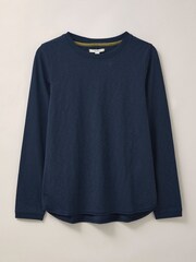 White Stuff Blue Camo Plain Casey Long Sleeve T-Shirt - Image 5 of 7