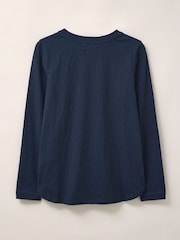 White Stuff Blue Camo Plain Casey Long Sleeve T-Shirt - Image 6 of 7