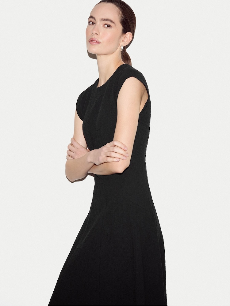 Jigsaw Black Crinkle Cotton Dress - Image 2 of 4 Jigsaw Black Crinkle Cotton Dress - Image 2 of 4