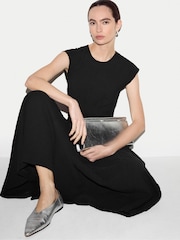 Jigsaw Black Crinkle Cotton Dress - Image 3 of 4