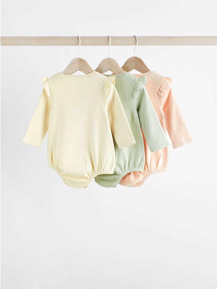 Sage Green Pointelle Baby Bodysuits 3 Pack - Image 2 of 7