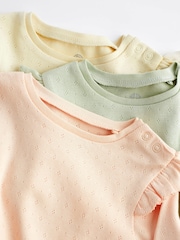 Sage Green Pointelle Baby Bodysuits 3 Pack - Image 4 of 7