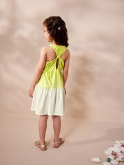 Lime Green Ombre Jersey Back Detail Tiered Dress (3-16yrs) - Image 3 of 7