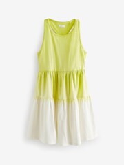 Lime Green Ombre Jersey Back Detail Tiered Dress (3-16yrs) - Image 5 of 7