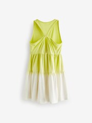 Lime Green Ombre Jersey Back Detail Tiered Dress (3-16yrs) - Image 6 of 7