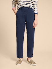 White Stuff Blue Twister Chino Trousers With Linen - Image 1 of 7