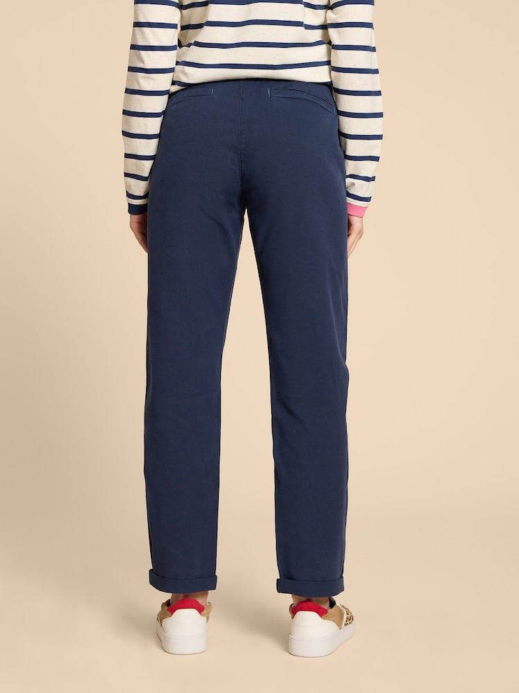 White Stuff Blue Twister Chino Trousers With Linen - Image 2 of 7