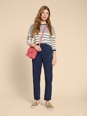 White Stuff Blue Twister Chino Trousers With Linen - Image 3 of 7