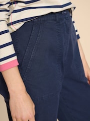White Stuff Blue Twister Chino Trousers With Linen - Image 4 of 7