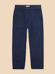 White Stuff Blue Twister Chino Trousers With Linen - Image 5 of 7