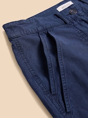 White Stuff Blue Twister Chino Trousers With Linen - Image 7 of 7
