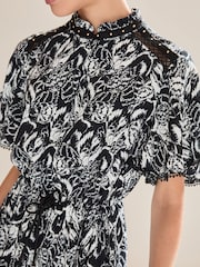 Feather Print Angel Sleeve Midi Dress - Image 5 of 7