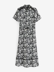 Feather Print Angel Sleeve Midi Dress - Image 6 of 7