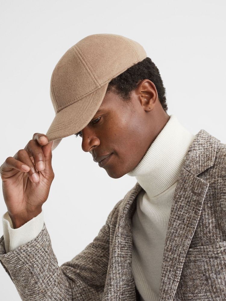 Reiss Camel/Stone Clark Wool Blend Baseball Cap - Image 2 of 4