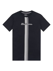 Ben Sherman Black Centre Barcode Slub T-Shirt - Image 1 of 3