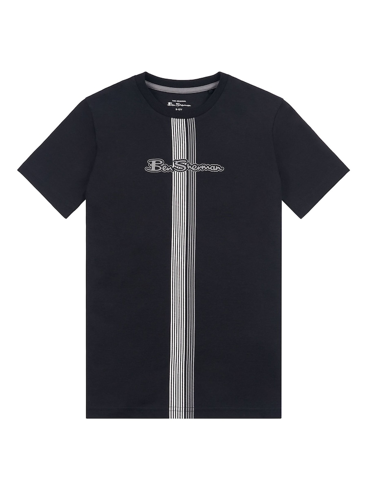 Ben Sherman Black Centre Barcode Slub T-Shirt - Image 1 of 3